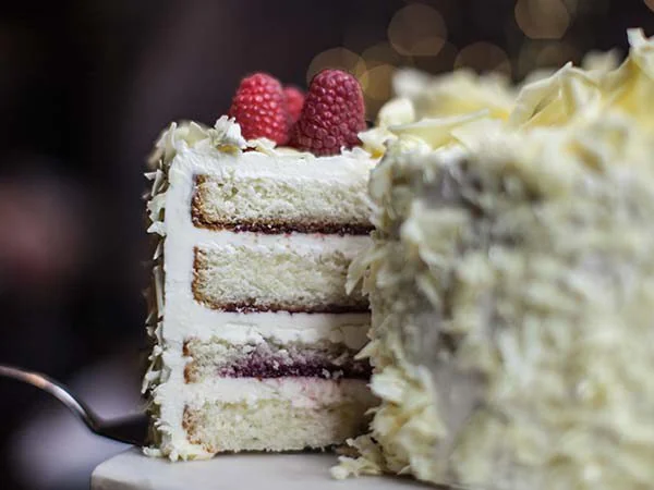 Raspberry and white chocolate cake